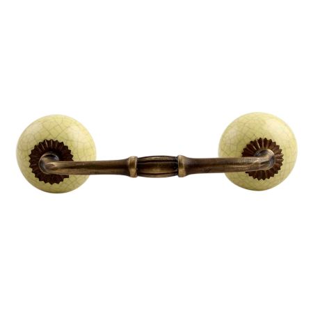 Light Yellow Crackle Ceramic Bridge Handle